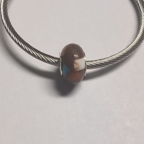 Brown Purple Red White Block Charm for Pandora Style Bracelet‎ - Picture 4 of 5